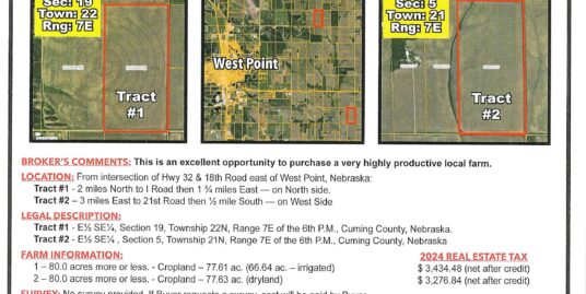 2 – 80 Acre Tracts – Auction
